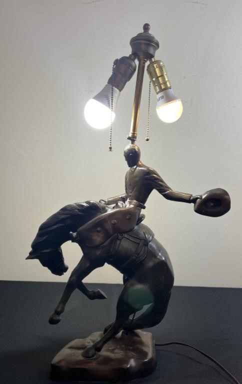 Bronze Bucking Cowboy Lamp