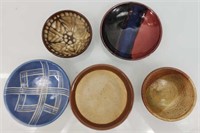 Lot of 5 vintage pottery bowls 6.5"-5"