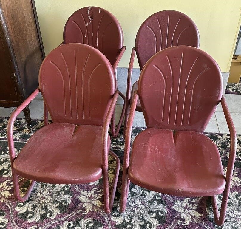 Vintage Metal Patio Chairs (4)