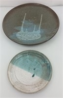 Art pottery plates 7" & 11"