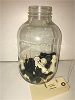 VINTAGE JAR AND BLACK AND WHITE CHESS PIECES