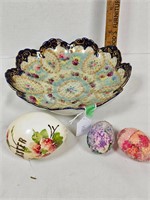 Beautiful Fine China Bowl & Vintage Easter Eggs