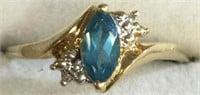 Ladies Solid Gold 1 Ct. Blue Topaz Ring