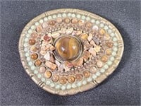 Brass Belt Buckle Inlaid & Polished Marble