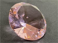 Large Pink Glass Diamond Cut Figure Paperweight