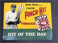 Babe Ruth Pinch Hit Chewing Tobacco Metal Sign