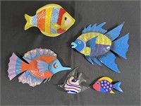 Tropical Fish Art Glass, Tin & Wood Decor (5)