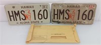 2- Vintage Hawaii license plates