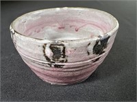 Handcrafted Pink & Black Pottery Bowl
