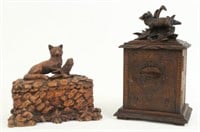 Black Forest Carved Jewelry Cabinet and Box