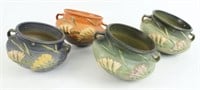 (4) Roseville Pottery Freesia Hanging Planters