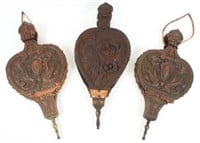 (3) Carved Walnut Fireplace Bellows w/ Griffins
