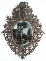 1872 Black Forest Carved Wall Mirror