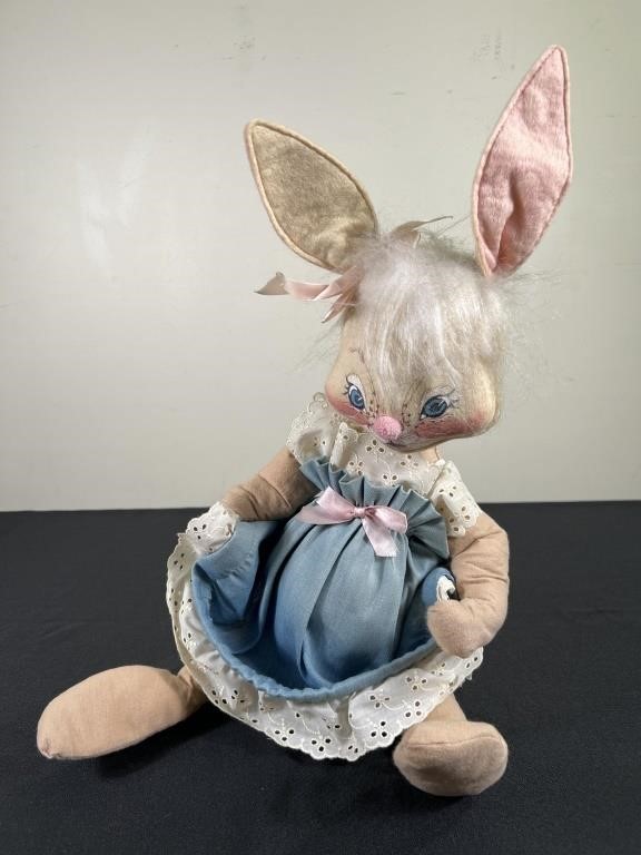 Annalee 1982 Easter Bunny Rabbit Girl Doll Denim