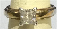18 kt. Gold and Silver 2ct. Moissanite Ladies Ring