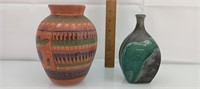 Navajo pottery and Roku bud vase