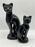 Cat Statues w/ Green Eyes (2)