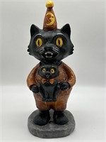Pumpkin Hollow Resin Black Cat Figurine Halloween