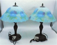 Hand Painted Table Lamps, Artist Signed.