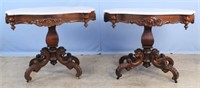 Pr. Rosewood Marble Top Parlor Tables C. 1850's