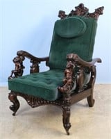 19th C. Rocco Morris Chair w/ Figural Putti