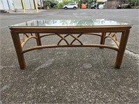 Glass top island style coffee table