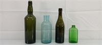 Vintage colored glass bottles
