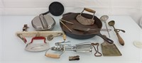 Vintage kitchenware and cast iron pan