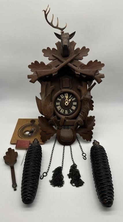 German Carved Walnut Cuckoo Clock