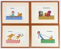 Lot of 4 Garfield Animation Serigraph Cels.