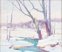 Unsigned Impressionist Winter Scene Painting.