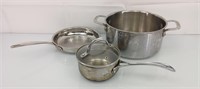 Lot of 3 pots and pans stainless steel