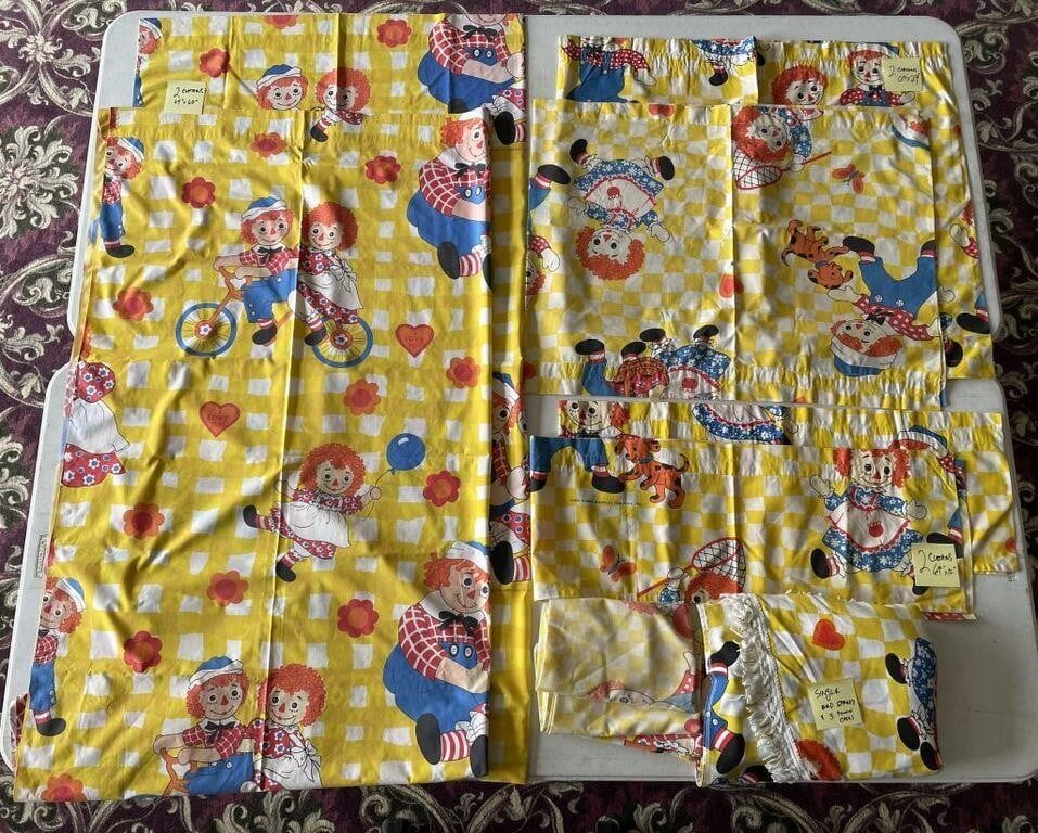 Raggedy Ann Curtains, Bed Spread, Pillow Cases(10)