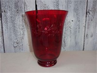 Longaberger Ruby Red Etched Hurricane Vase