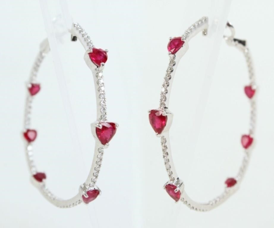 Neiman Marcus Nini 18K Diamond & Ruby Earrings
