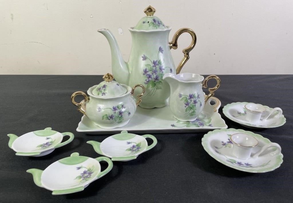 Hand Painted Tea Service By Norma Wolf, Iowa (11)