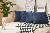 Chenille Throw Pillow Covers 18x18 Set of 4  Azure