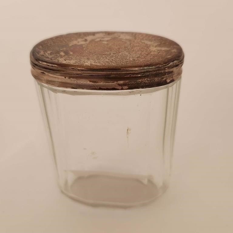 Antique Glass Jar with Sterling lid