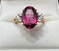 Pink Tourmaline and Diamond Ring 18k gold