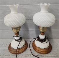 (2) Tabletop Milk Glass Lamps
