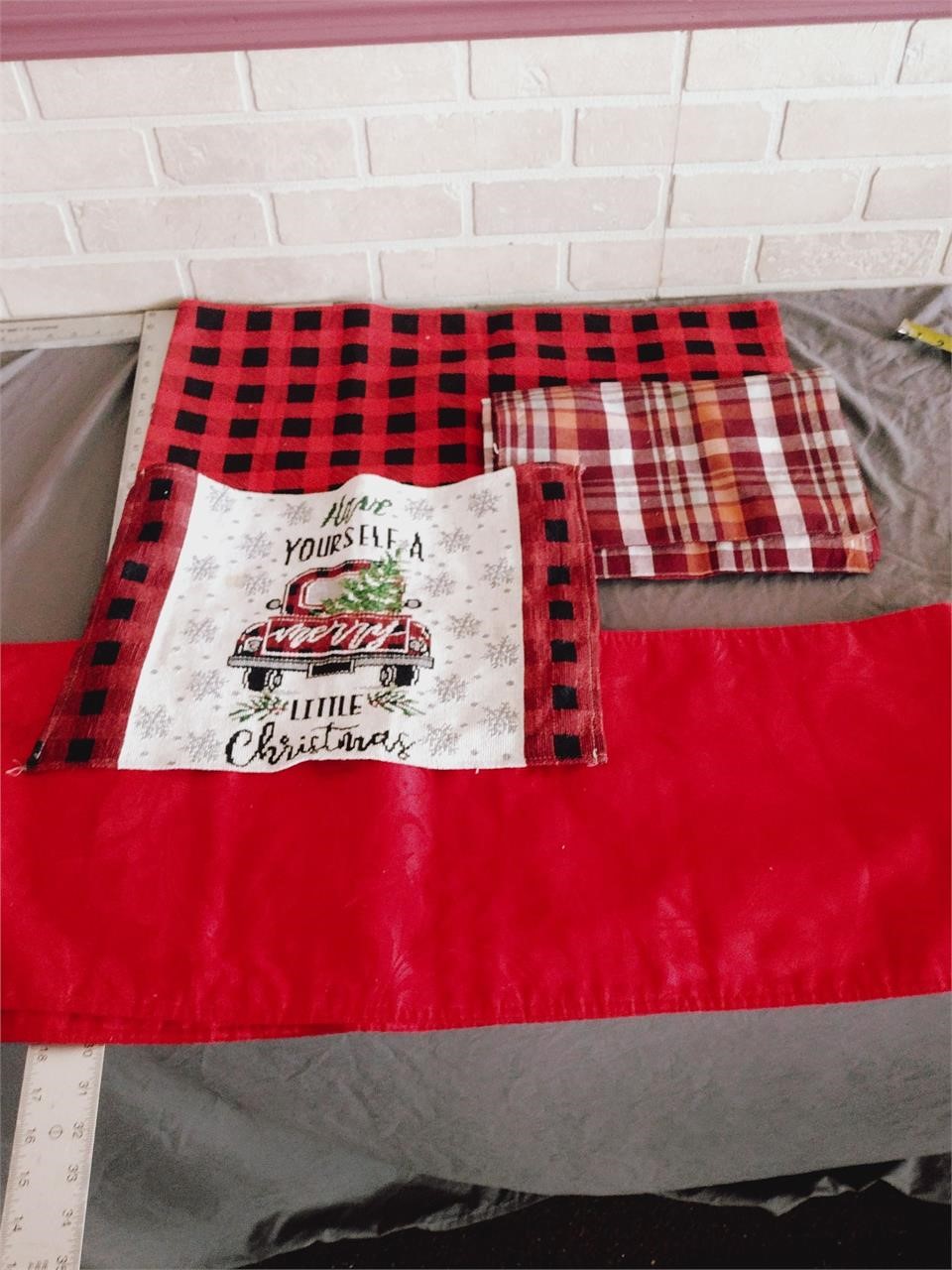 Christmas holiday fabric and table runner