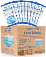 1000-Pack 3-Ply Disposable Masks with Earloops