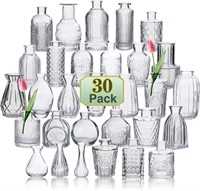 30 Pcs Clear Glass Bud Vase Set  Mini Vintage