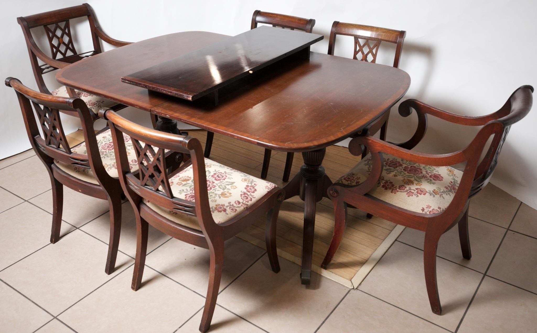 Wood Dining Table with 6 Chairs & 1 Leaf