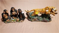 Ceramic Tiger Statue & Resin Monkeys Statue
