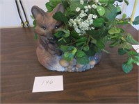 Fox planter with artificial plant