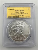 2014 PCGS MS69 Silver Eagle Struck at