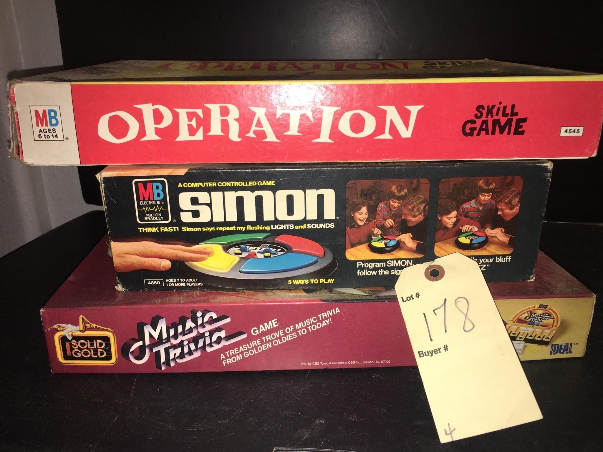 VINTAGE SIMON, OPERATION, SOLID GOLD GAMES