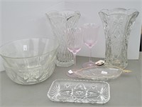 (2) Large Crystal / Cut Glass Vases, Serving ...