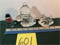 3 small glass Christmas decorations